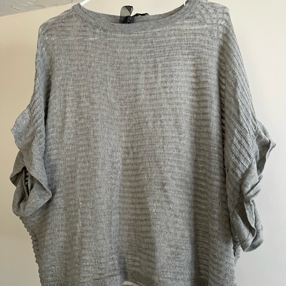 Naadam Light Grey Cotton Lupe Stitch Tee w/ Ruffles